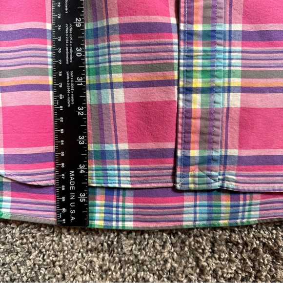Ralph Lauren Mens 2XLT Blue Pink Green Plaid Oxford Shirt Pony Logo Long Sleeve - Picture 8 of 10